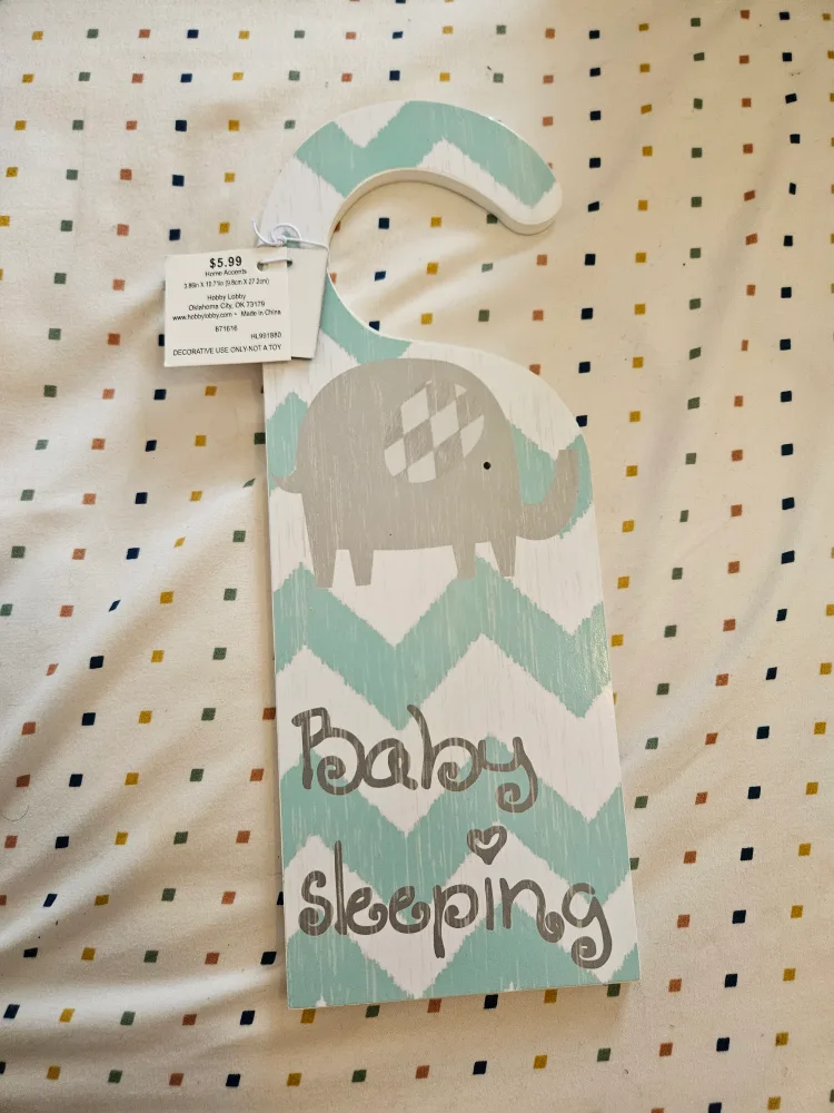Hobby Lobby Baby Sleeping Door Hanger image indicator(2)