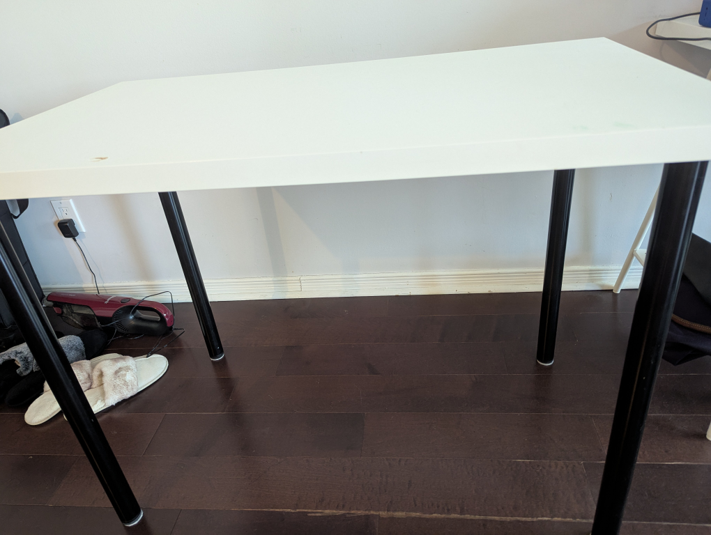 Ikea white desk with black legs