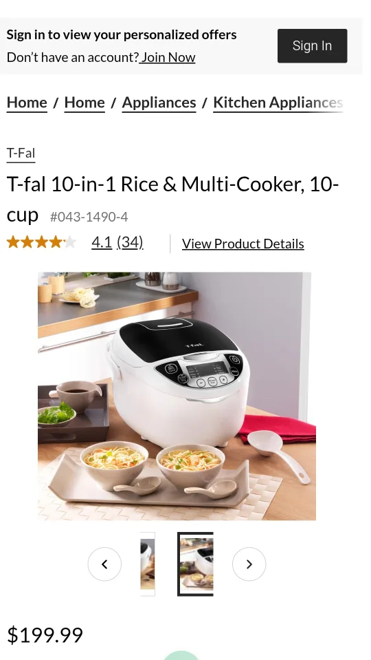 T-fal 10-in-1 Rice & Multi-Cooker, 10-cup thumbnail