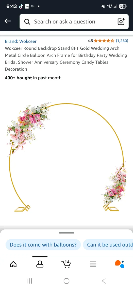 brand new in box 8FT Gold Round Backdrop Stand thumbnail