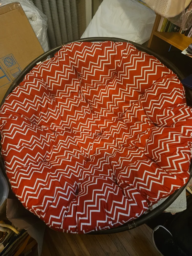 Papasan Chair with Red/White Cushion thumbnail