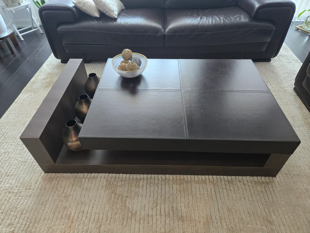 Brown Leather Top Coffee Table thumbnail