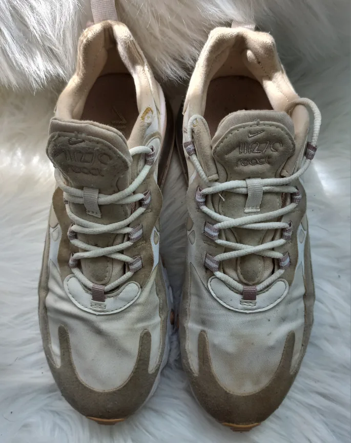 Nike Women's Air Max 270 React 'White Brown Sneakers Size 7 US thumbnail