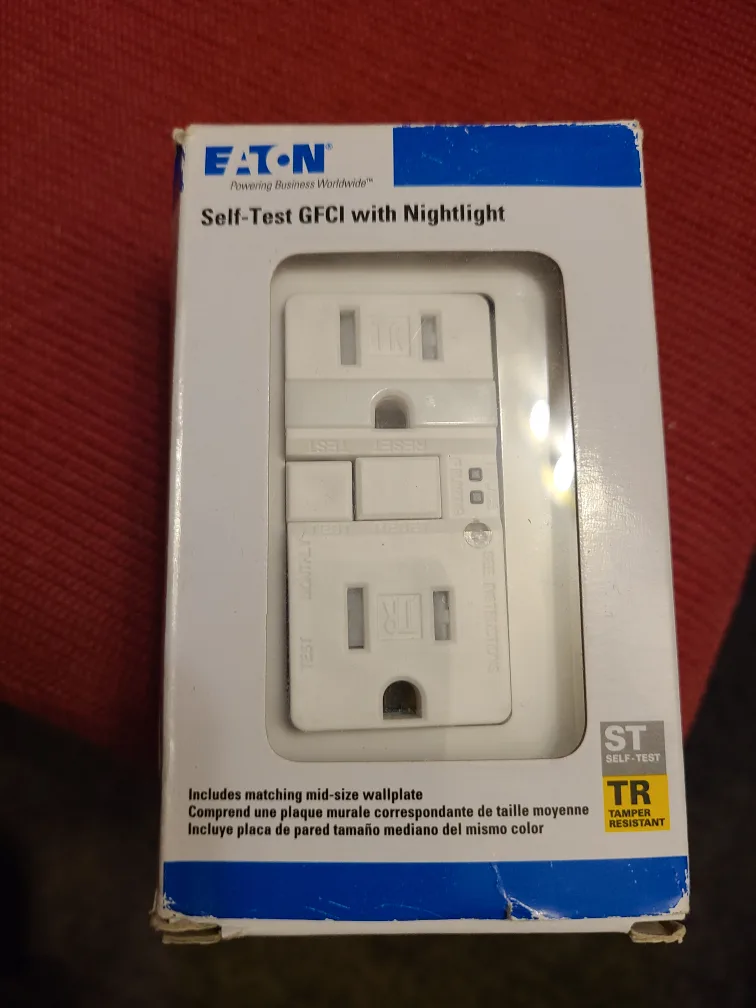 Eaton Self-Test GFCI with Nightlight - New in Box thumbnail
