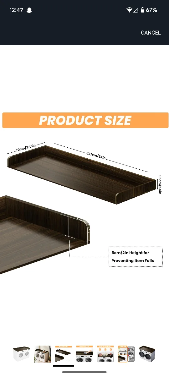 Washing Machine Shelf - Dark Brown image indicator(2)