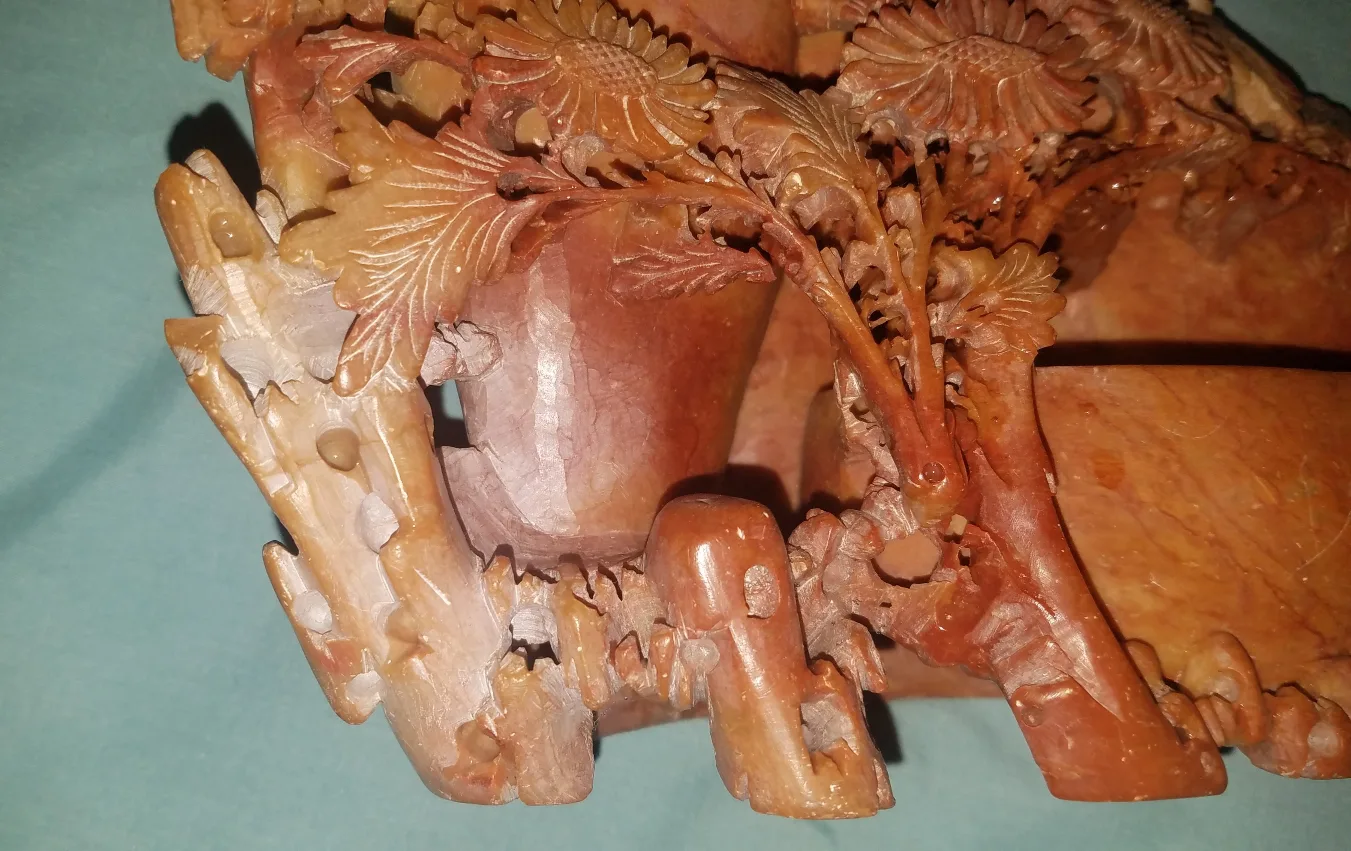 Vintage Antique Hand Carved Chinese Soapstone Planter image indicator(5)