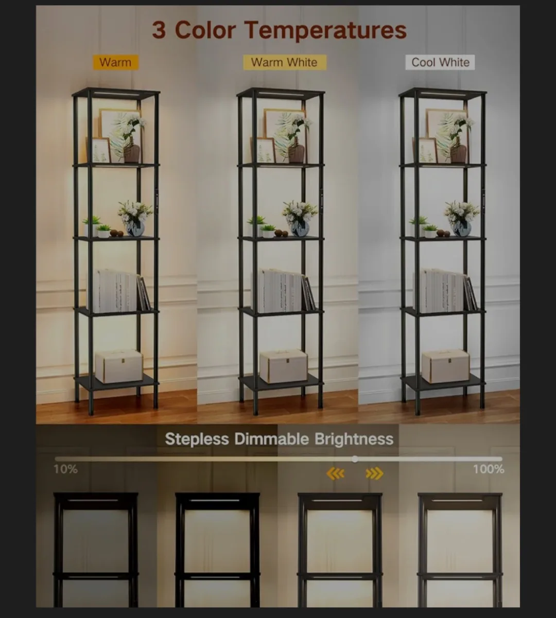 5-Tier Floor Lamp with Shelves image indicator(3)