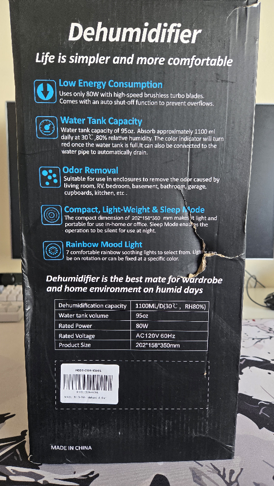 KNKA Dehumidifier Model CS06 for 800sq ft - New! - photo 2