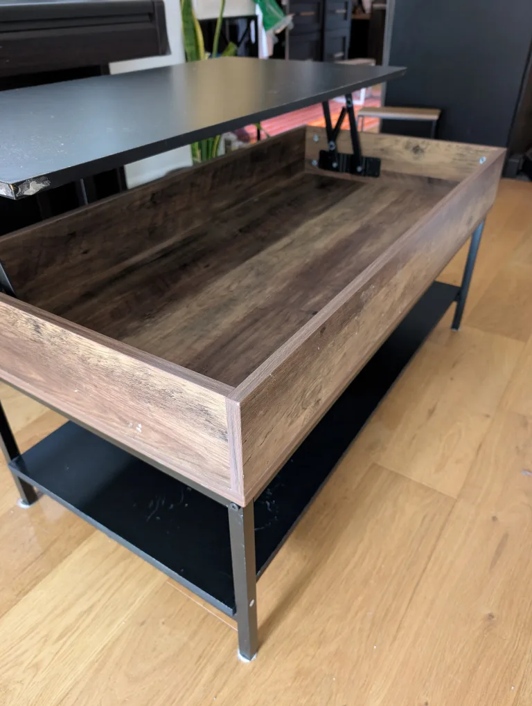 Lift Top Coffee Table - Black & Wood thumbnail