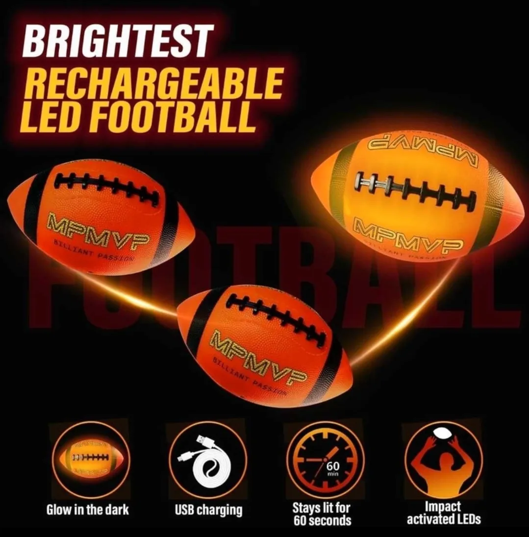 Glow in The Dark LED Football – Official Size 9 Game Ball image indicator(4)