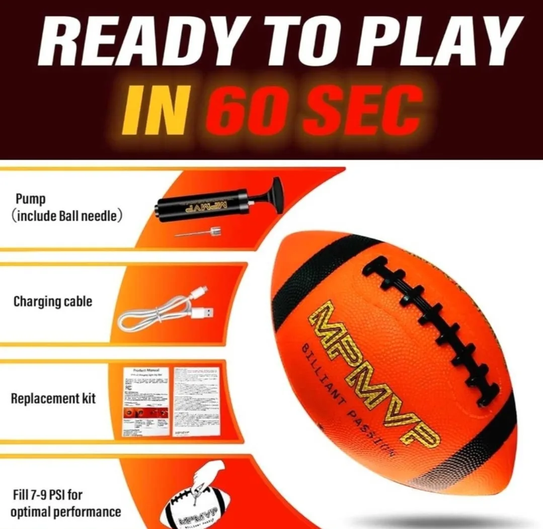 Glow in The Dark LED Football – Official Size 9 Game Ball image indicator(5)