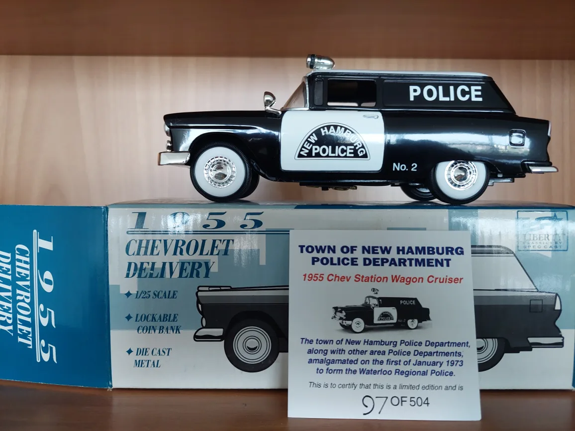 1955 Chevrolet Delivery New Hamburg Police Diecast thumbnail
