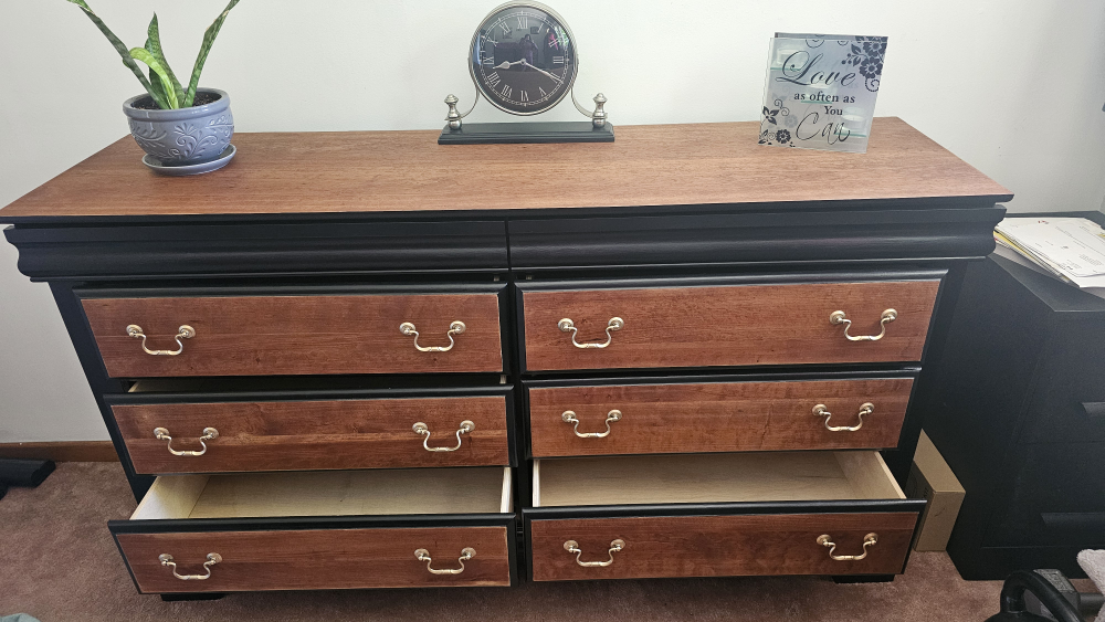long black and wood dresser - photo 2