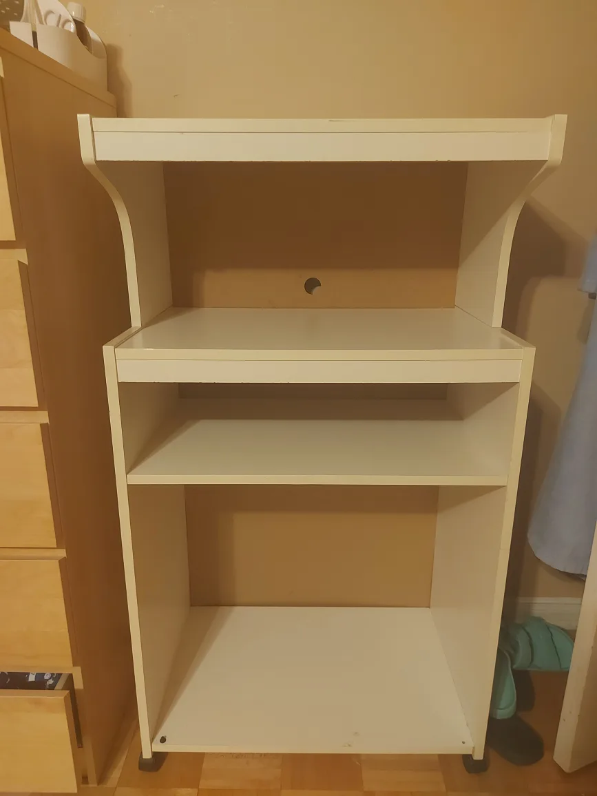 White Microwave Shelving Unit thumbnail