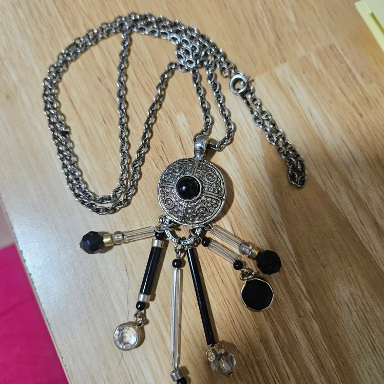 Vintage 70s Lucite long chain necklace. thumbnail