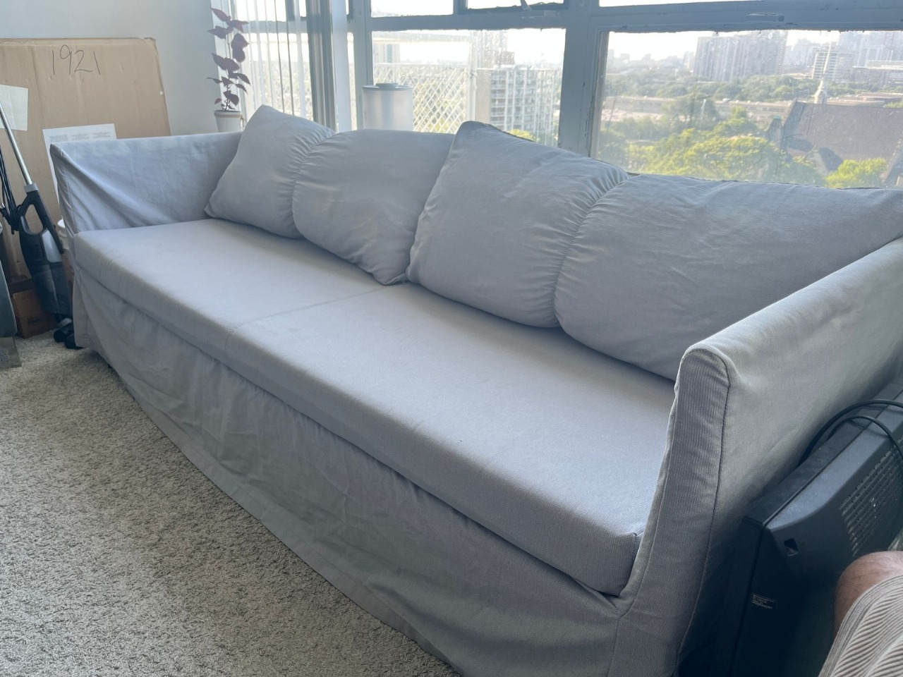 4 Seater Gray Sofa with Pillows