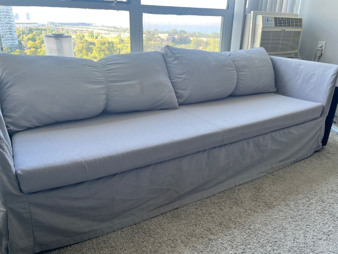 4 Seater Gray Sofa with Pillows - photo 2