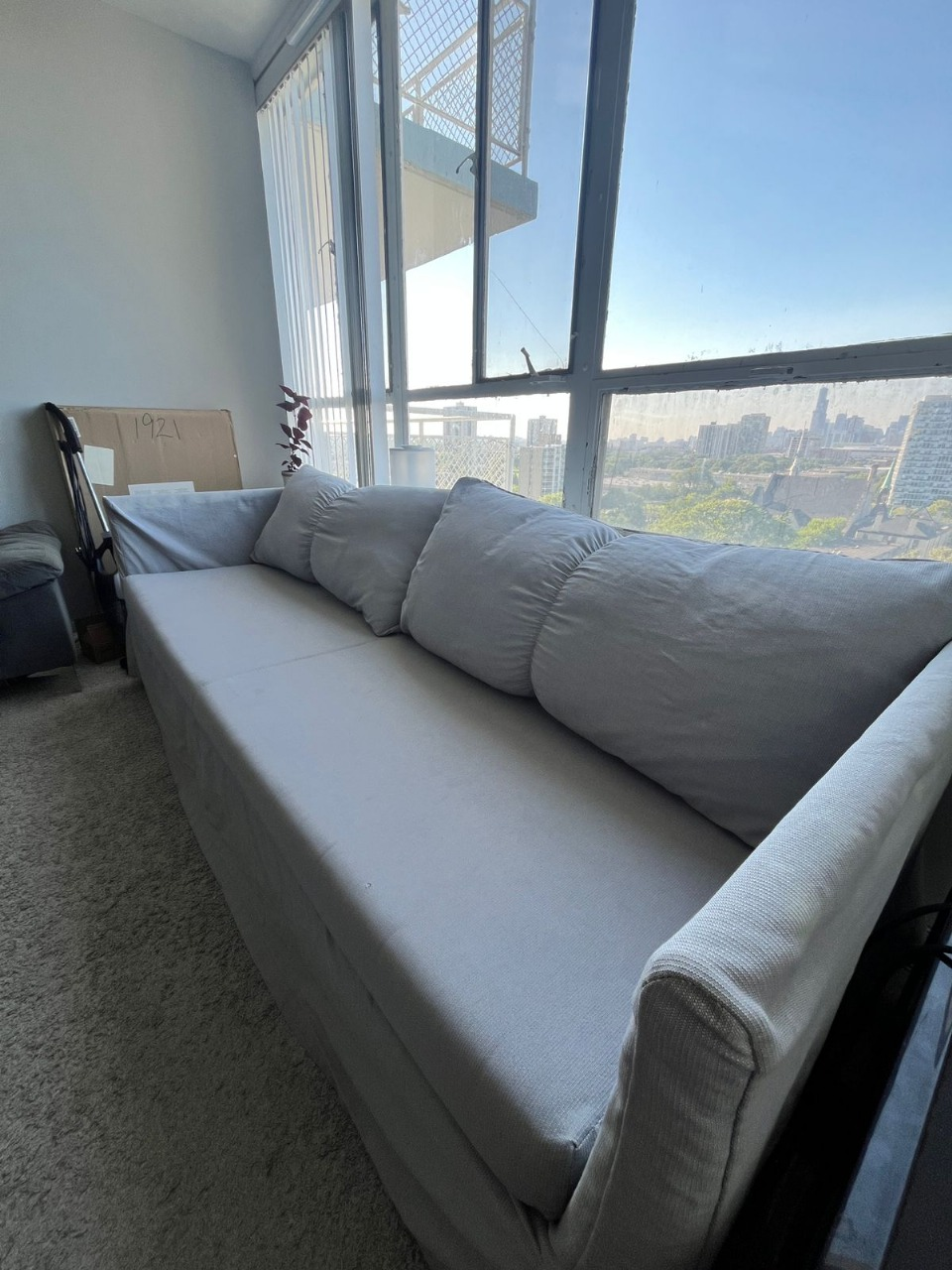 4 Seater Gray Sofa with Pillows - photo 3