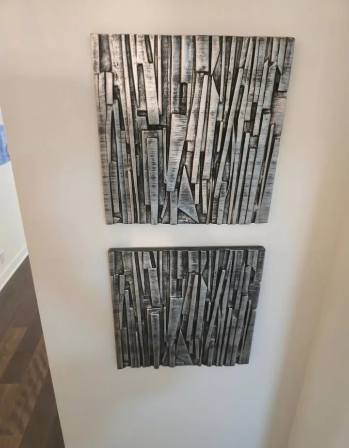 Industrial Steel Wall Art – 9"x9" Sculptural Panel Set (2) thumbnail