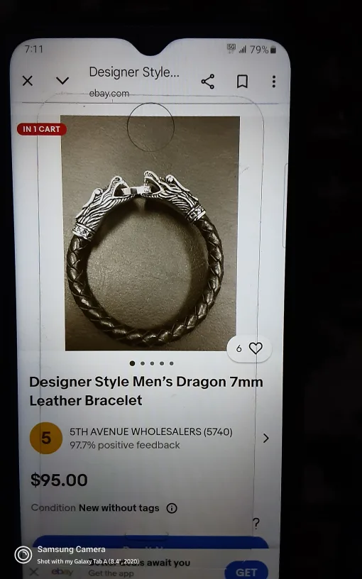 Dragon Head Braided  100% Leather Bracelet  for  Men's. image indicator(4)