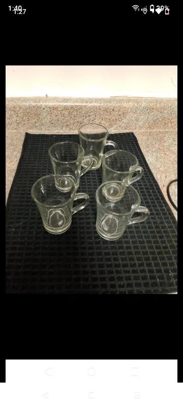 last week Moving sale Set of 5 Clear Glass Coffee Mugs thumbnail