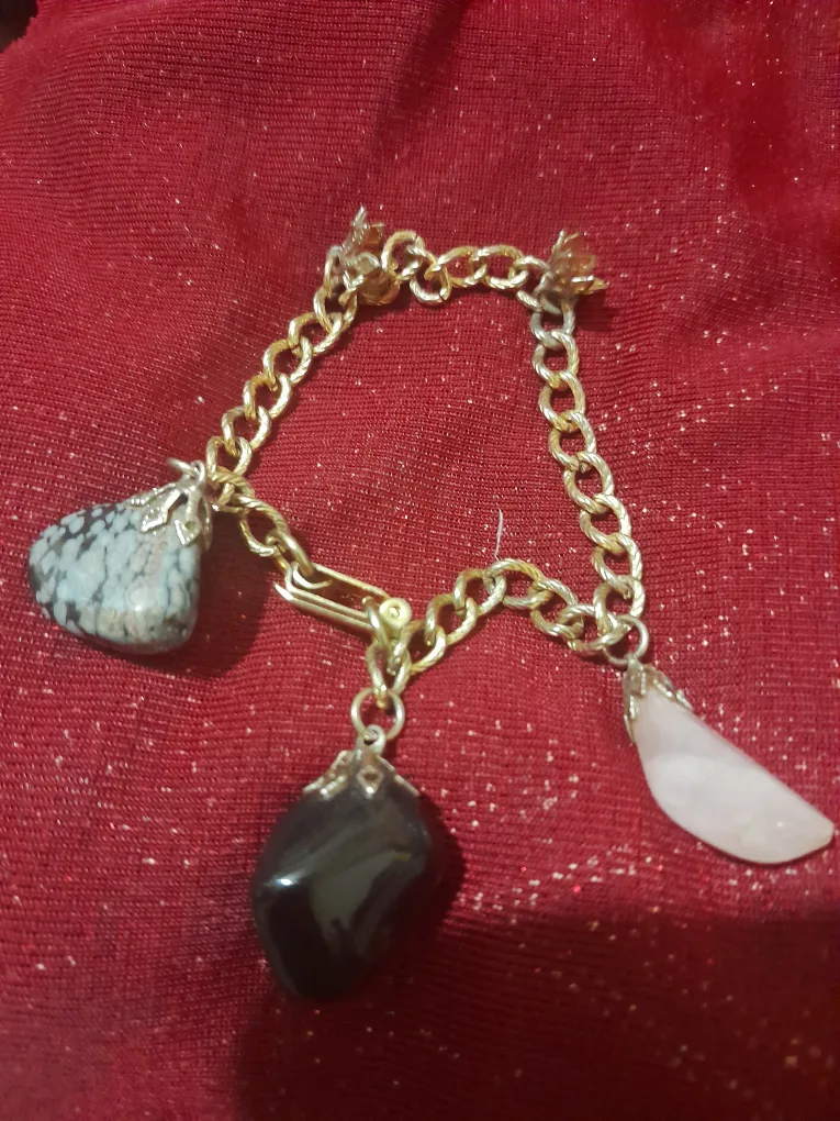 Charm Bracelet with Gemstones. *** missing 2 stones ** thumbnail