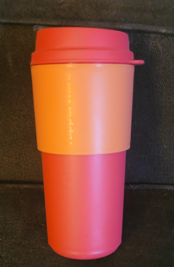 Tupperware Tumbler with Lid - Pink and Orange