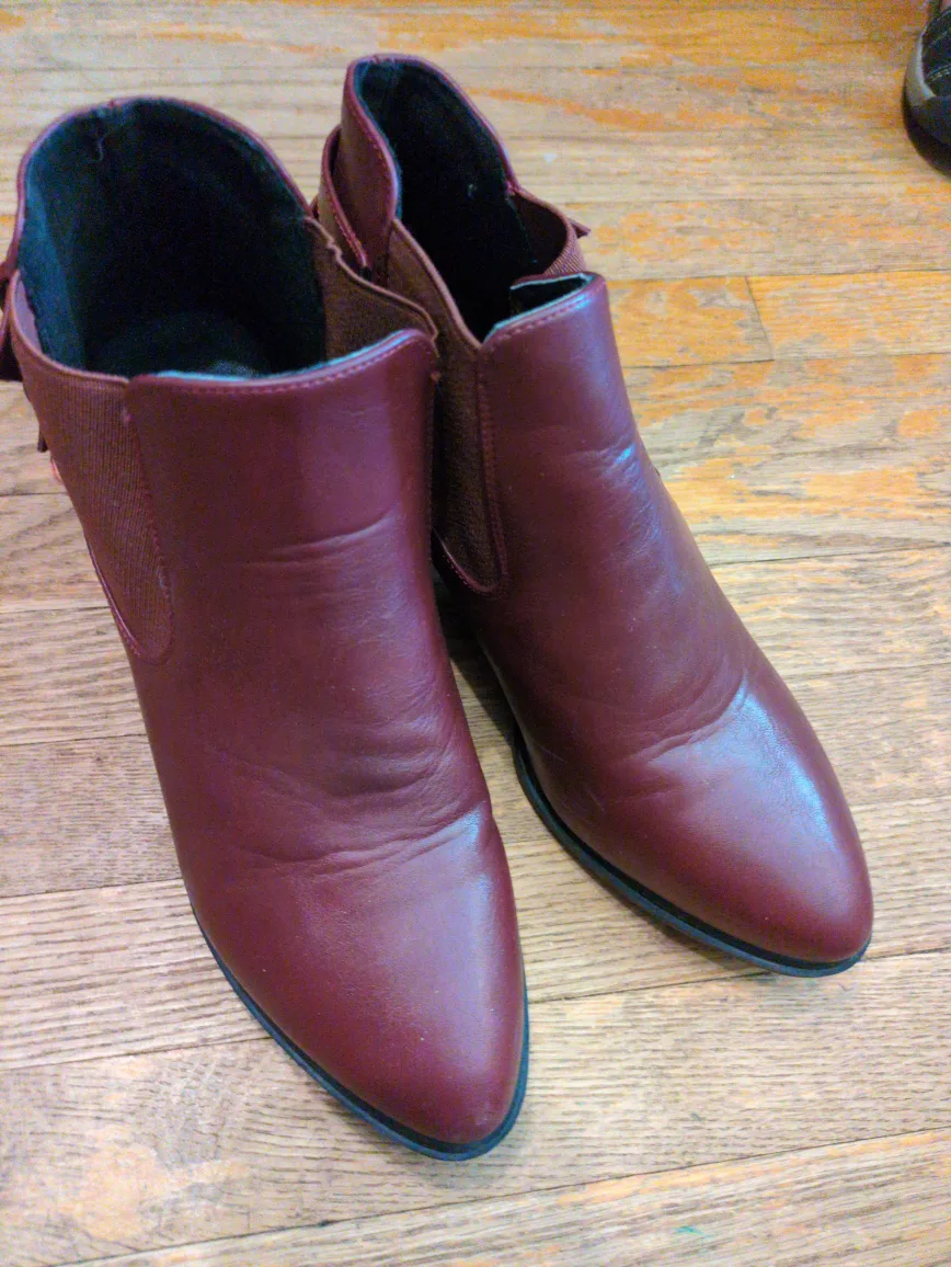 Dusto Burgundy Heeled Ankle Boots - Size 36 thumbnail