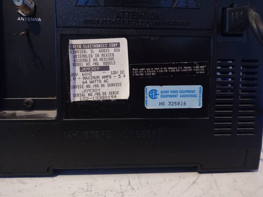 Zenith J0930Y CRT TV - photo 4