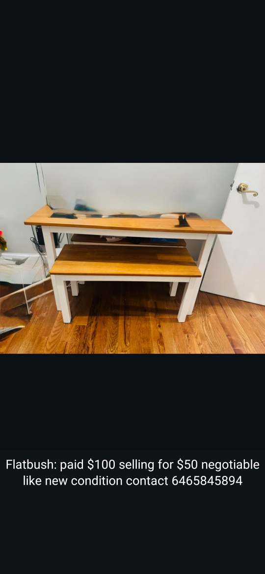 Like New Wooden Table with Bench