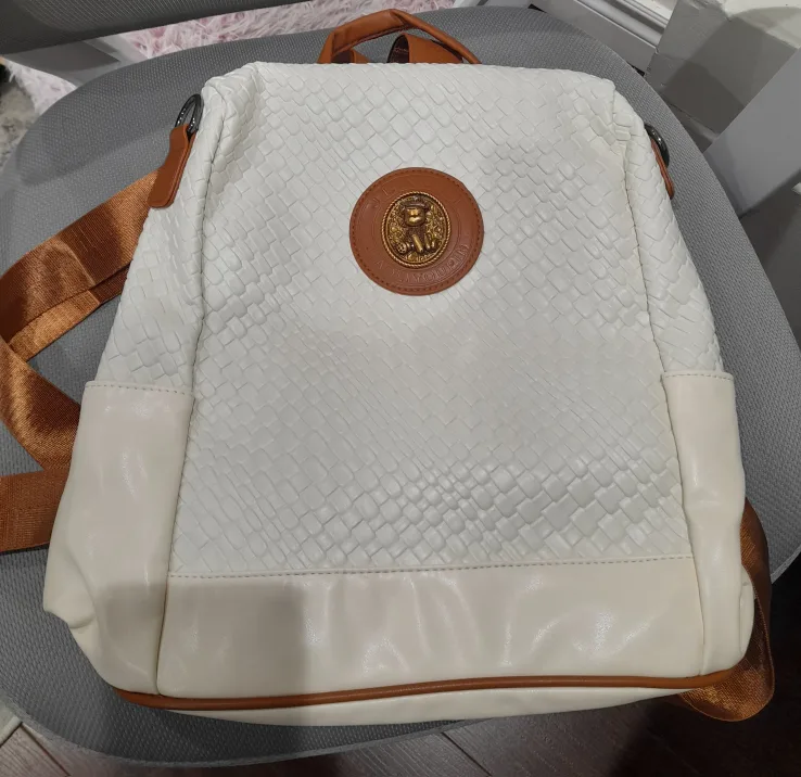 NEW White & Brown Backpack Purse image indicator(3)