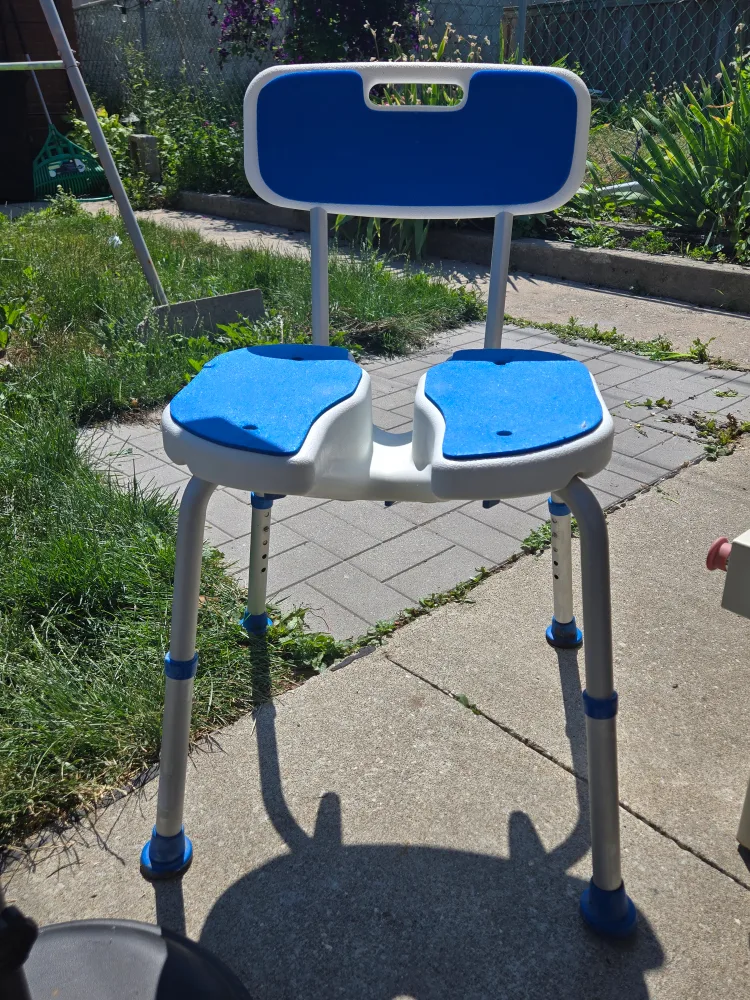 Blue & White Shower Chair with Backrest thumbnail
