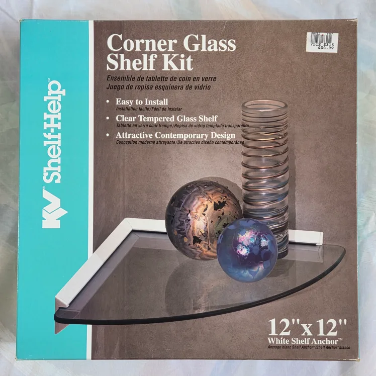 🆕🇨🇦Clear, Tempered Corner Glass Shelf Kits thumbnail