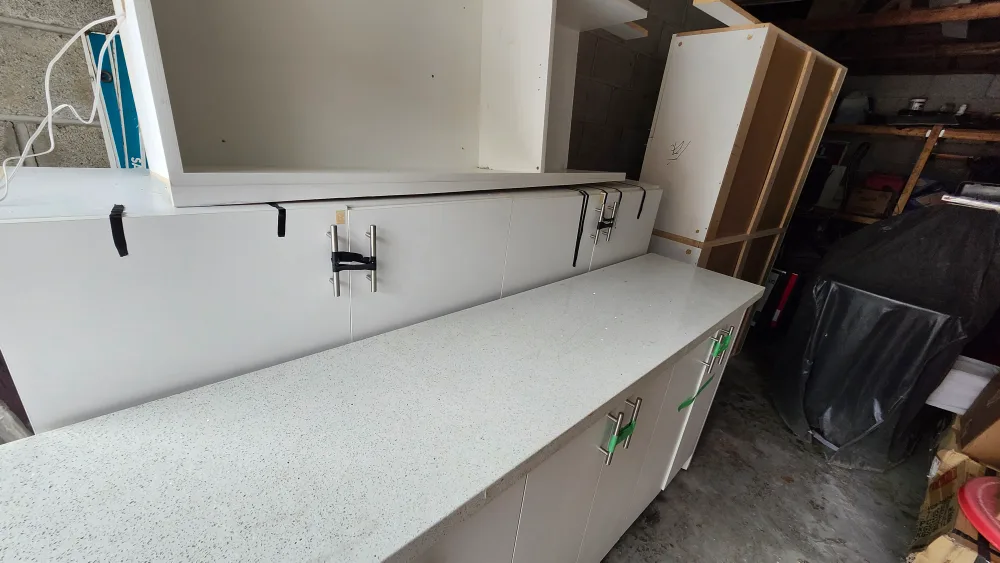 4 pieces Kitchen Cupboards and countertop with large cupboard. image indicator(3)