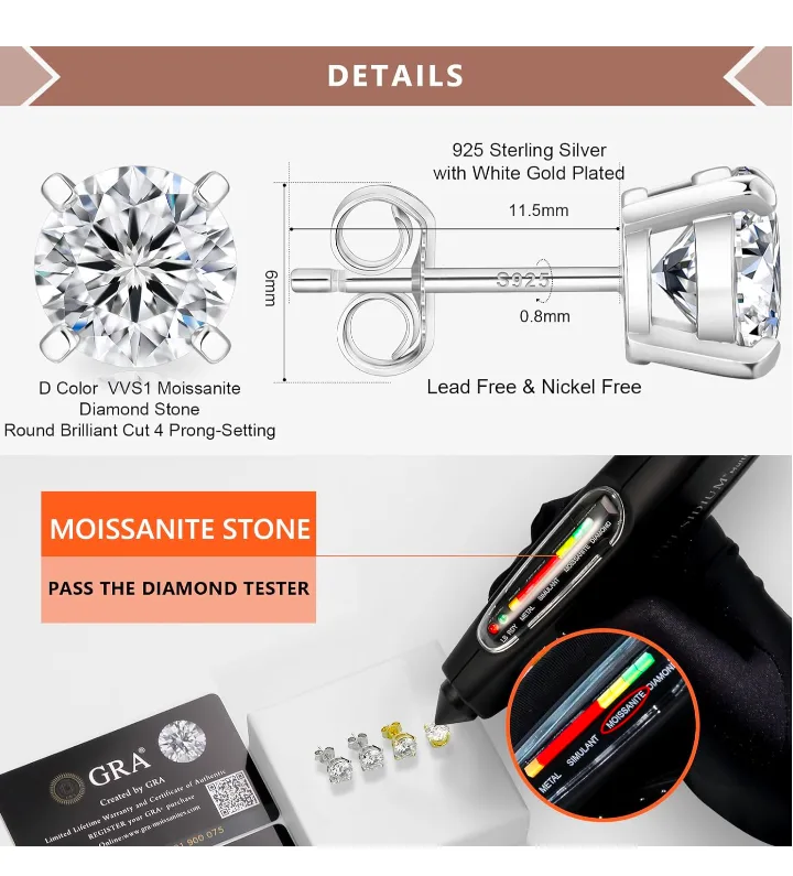 Moissanite Studs Earrings 0.5 CT image indicator(6)