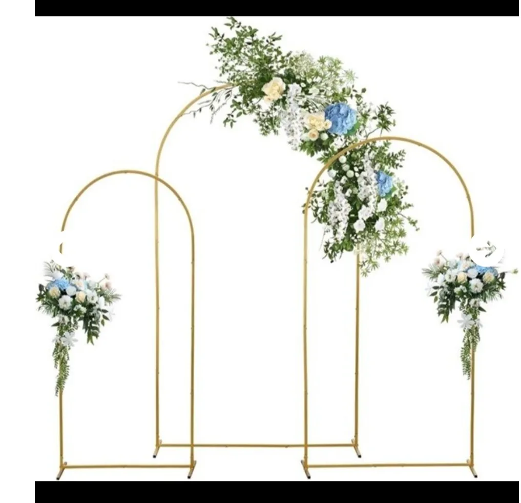 New Gold Wedding Arch Backdrop Stand Set sizes 7.2FT, 6.6FT, 6FT thumbnail