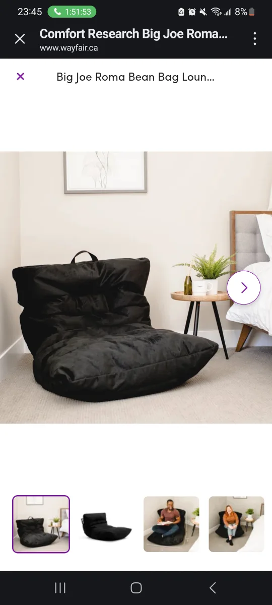 Big Joe Roma Black Bean Bag Lounge thumbnail