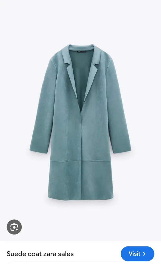 Zara Suede Coat - Light Blue thumbnail