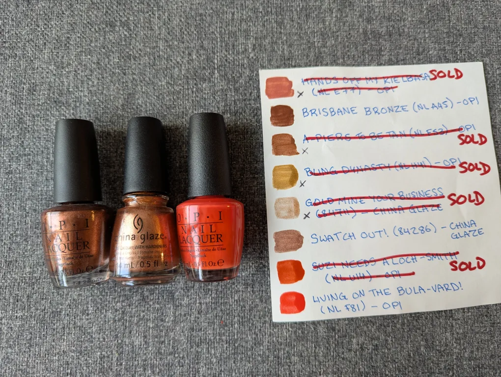 Nail Polish $5 each or $20 for 5 (Oranges, Yellows and Greens) thumbnail