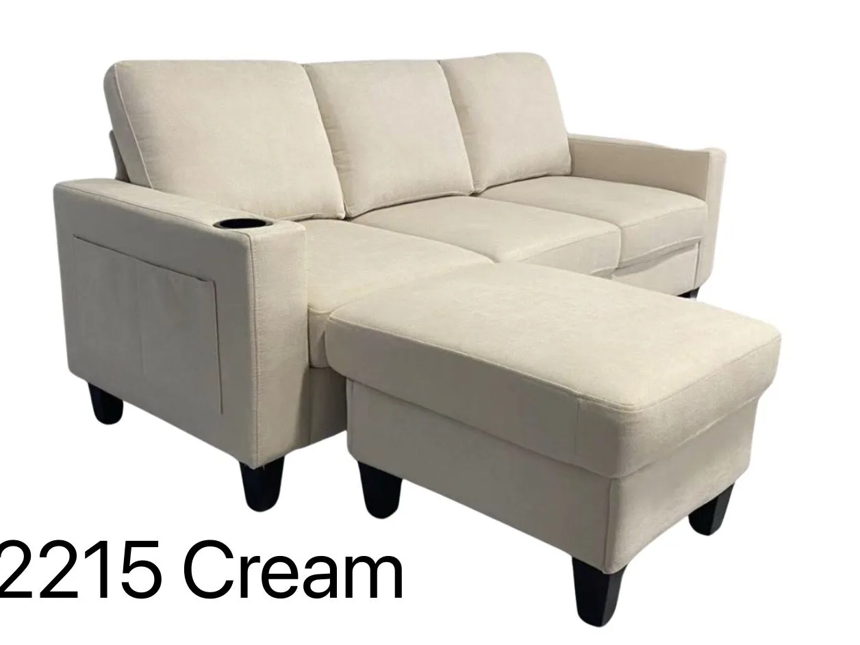 Cream Sofa with Ottoman thumbnail