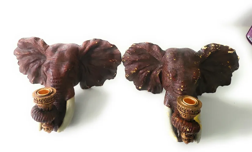 Toscano Elephant Sconce Candle Holders thumbnail