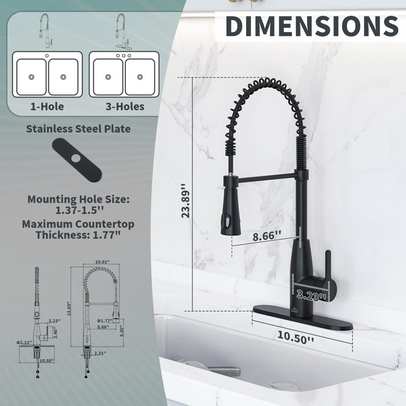 Touchless Kitchen Faucet with Digital Display - Black - photo 4