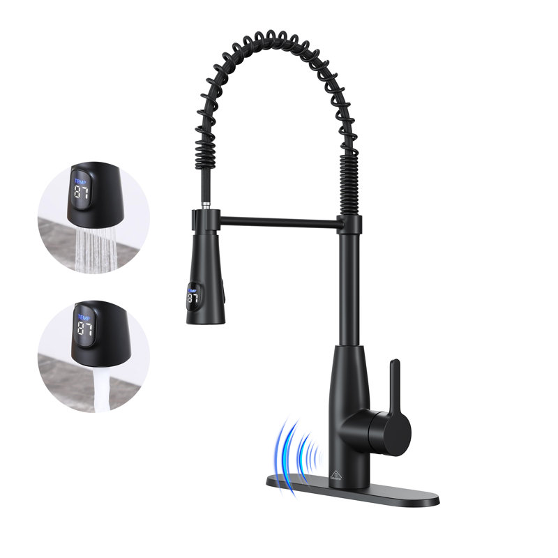 Touchless Kitchen Faucet with Digital Display - Black - photo 5