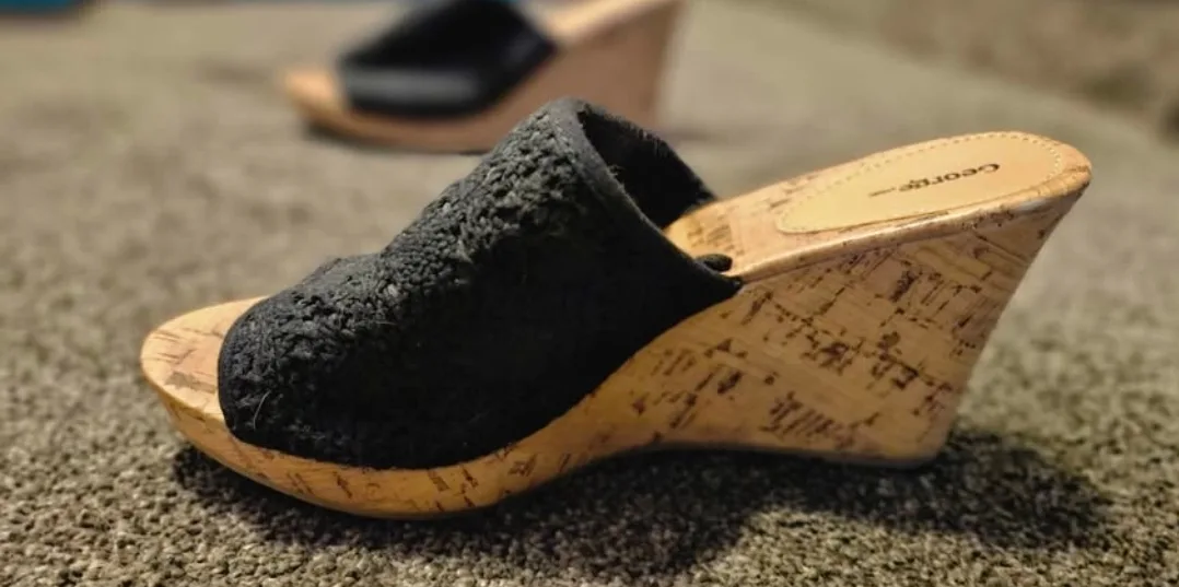 George Black Wedge Sandals - Size 6 thumbnail