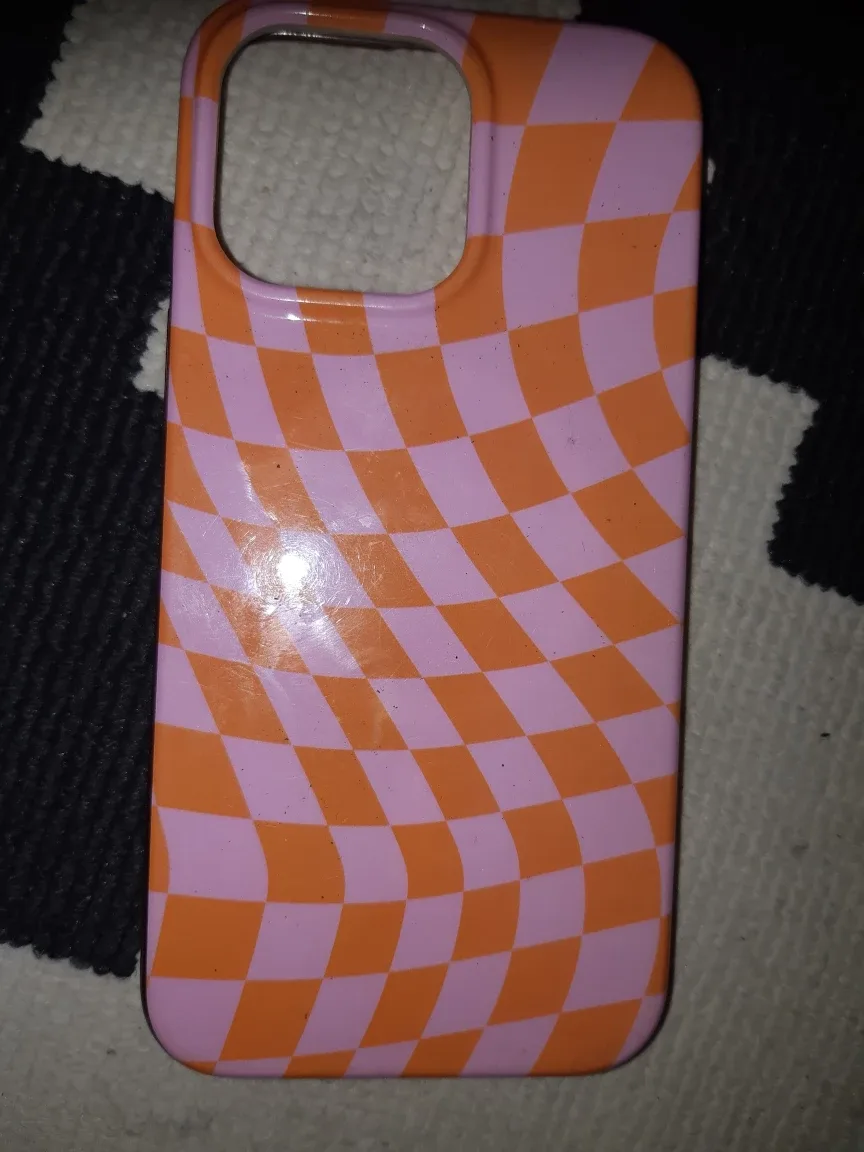 🇨🇦 Pink & Orange Checkered iPhone 6.7inches Case thumbnail