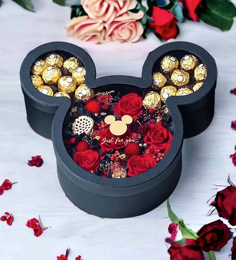 Large Mickey Mouse Shaped Flower Gift Box thumbnail