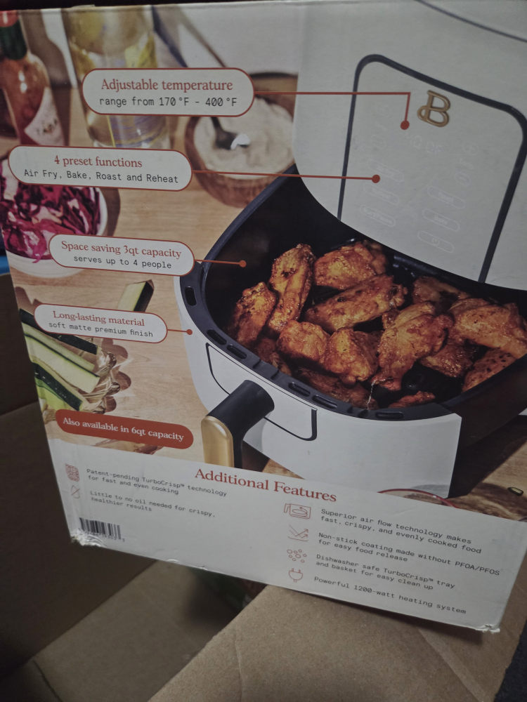 Beautiful 3qt Digital Air Fryer - White - photo 2