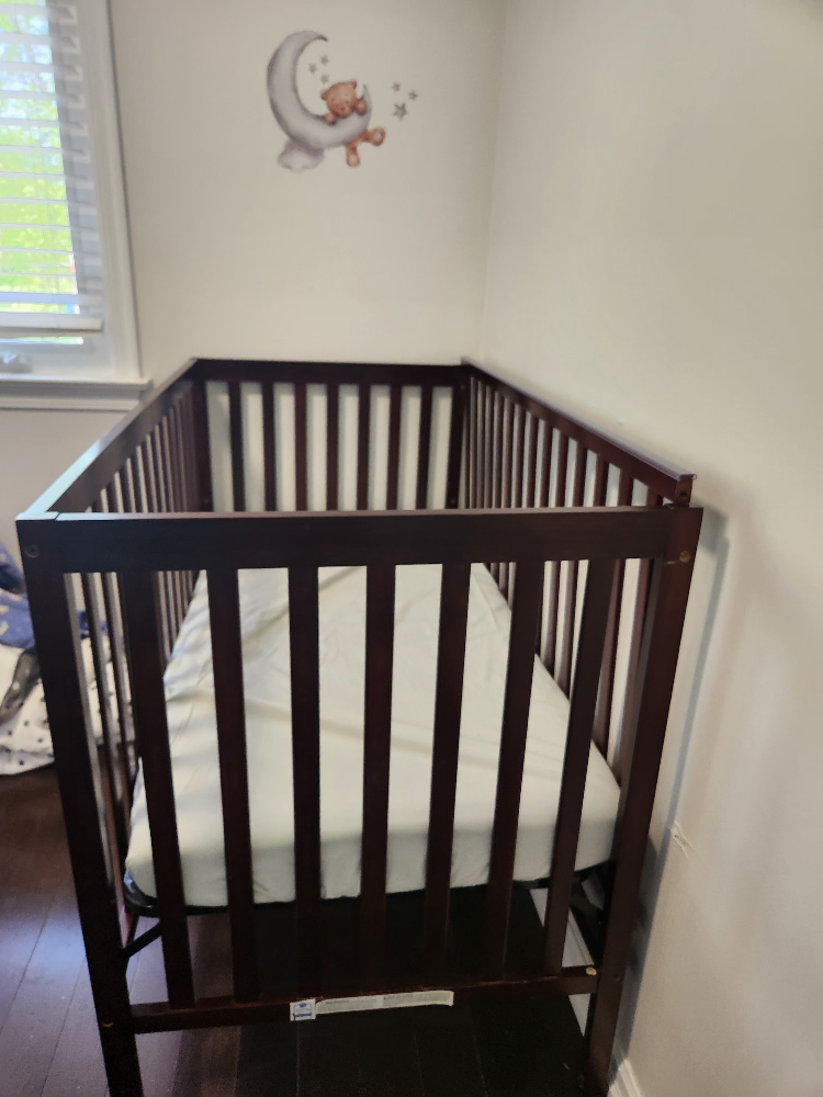 Wooden Baby Crib - Dark Brown - photo 2