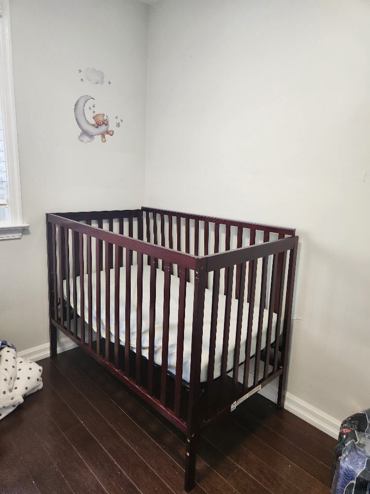Wooden Baby Crib - Dark Brown - photo 3