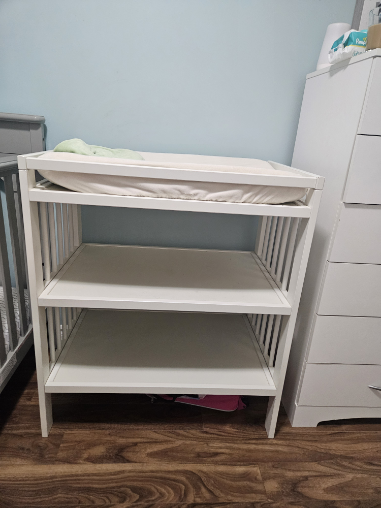White Baby Changing Table with Storage